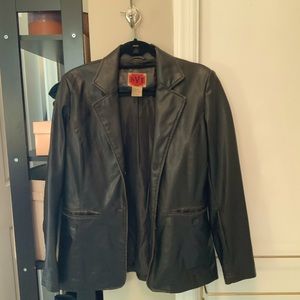 Dark Brown Faux-Leather Jacket